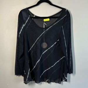 NWT Giselle Shepatin Art to Wear Black Sheer Blouse Artsy Size Large Handmade